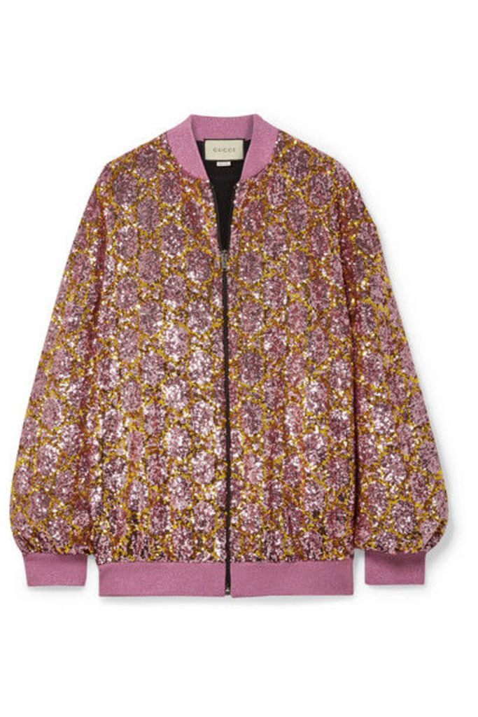 Gucci - Sequined Tulle Bomber Jacket - Baby pink