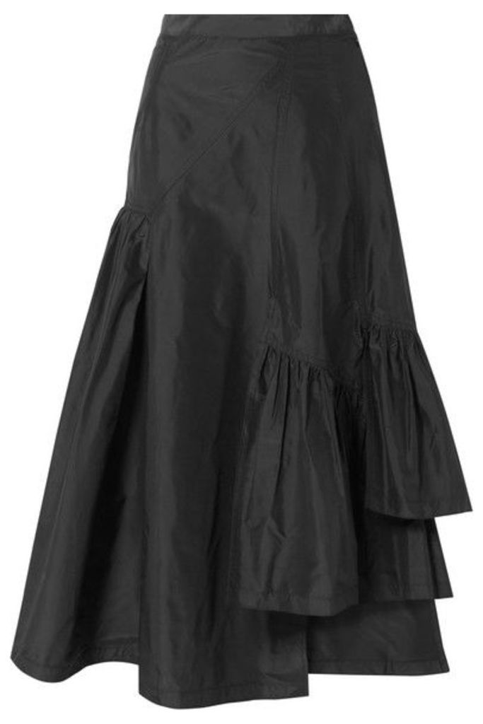 3.1 Phillip Lim - Asymmetric Ruffled Silk-taffeta Midi Skirt - Black