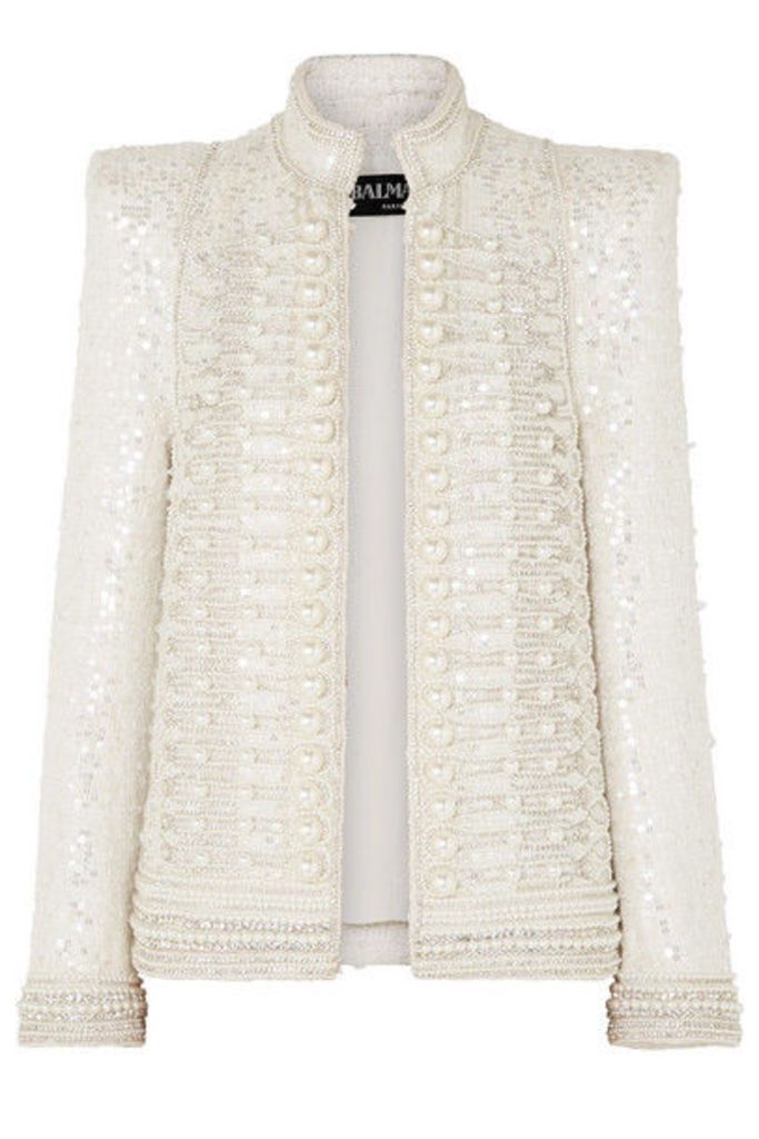 Balmain - Embellished Crepe Jacket - Ivory