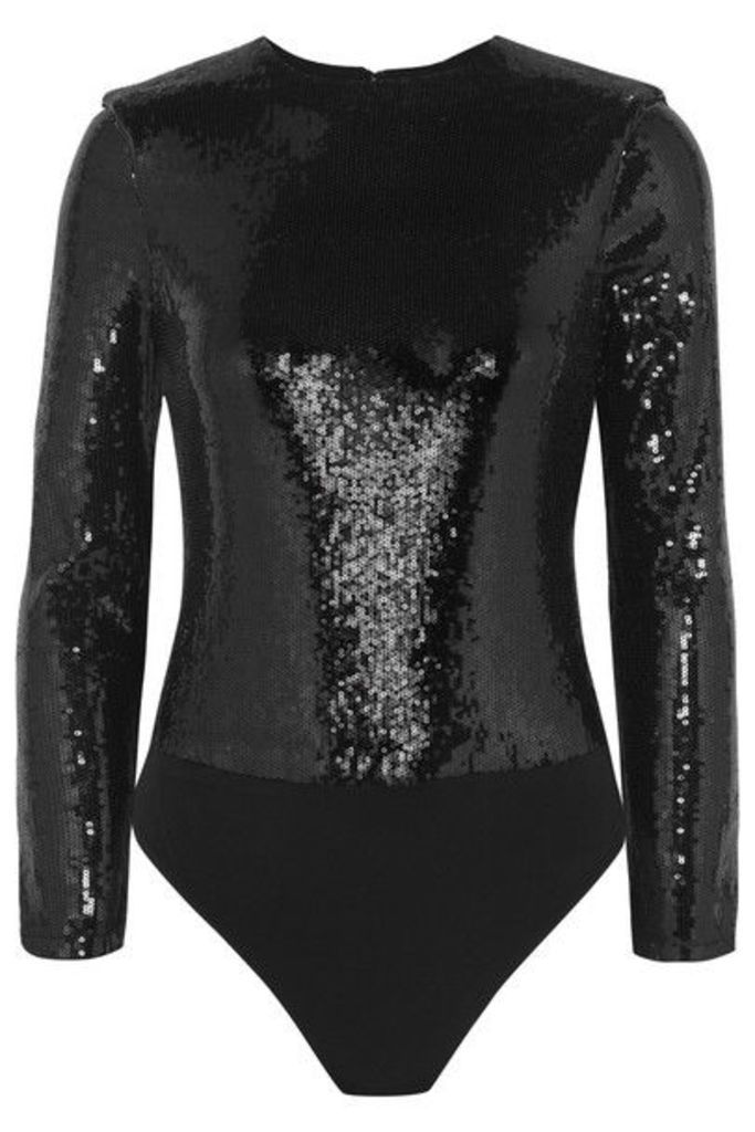 Alice + Olivia - Britney Sequined Stretch-jersey Thong Bodysuit - Black