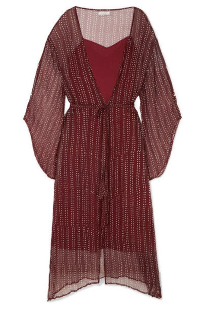 Cloe Cassandro - Fifi Belted Silk-crepon Dress - Claret