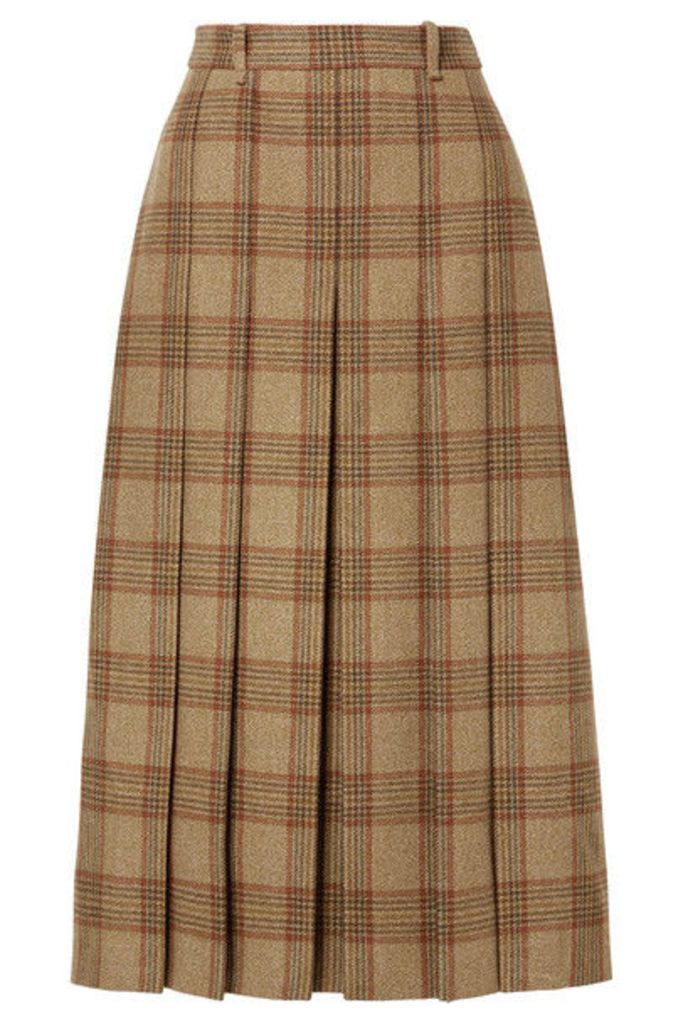 Gucci - Belted Checked Wool Midi Skirt - Beige