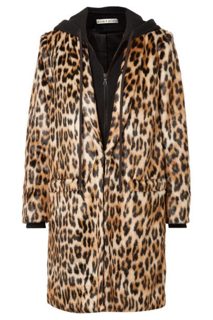 Alice + Olivia - Kylie Leopard-print Faux Fur And Cotton-jersey Coat - Leopard print