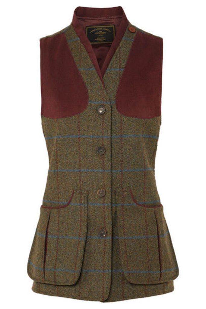 James Purdey & Sons - Alcantara-trimmed Checked Wool-tweed Vest - Green