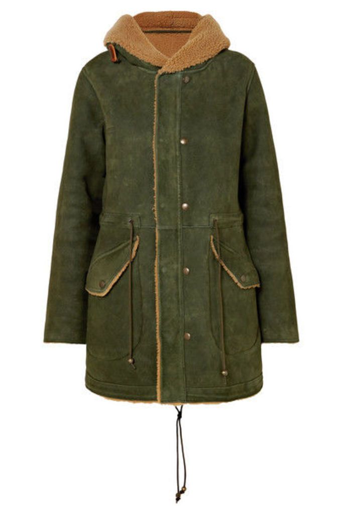 MR & MRS ITALY - Hooded Shearling Coat - Forest green