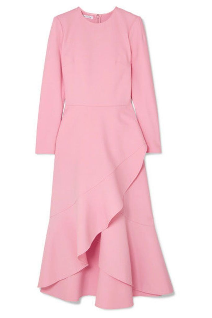 Oscar de la Renta - Asymmetric Wool-blend Midi Dress - Pink