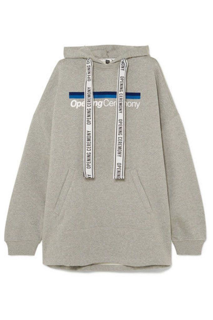 Opening Ceremony - Torch Oversized Printed Cotton-jersey Hoodie - Light gray