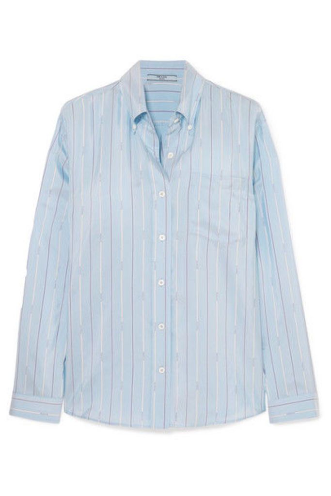 Prada - Striped Silk-satin Shirt - Blue