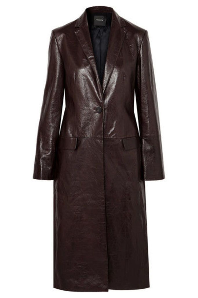 Theory - Textured-leather Coat - Chocolate