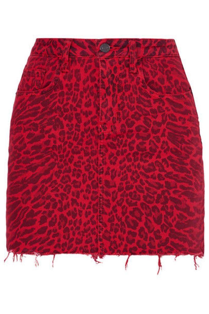 Current/Elliott - The Five Pocket Leopard-print Denim Mini Skirt - Red
