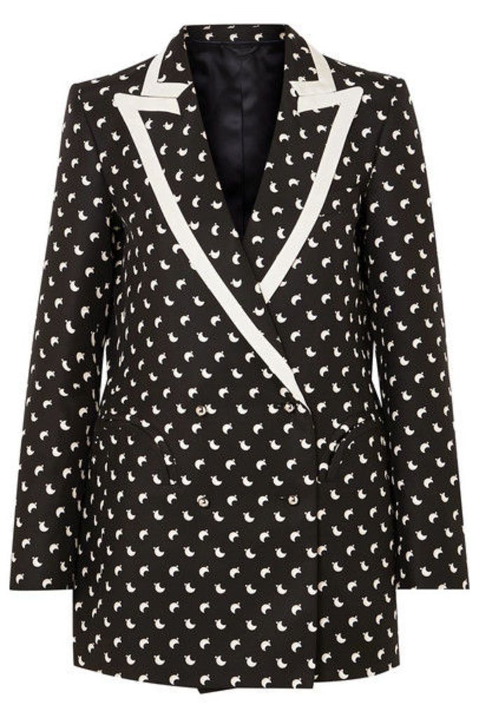 Blazé Milano - Everyday Double-breasted Faille-trimmed Printed Silk Blazer - Black