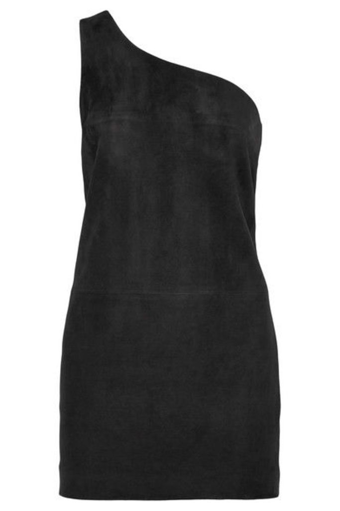 SAINT LAURENT - One-shoulder Suede Mini Dress - Black