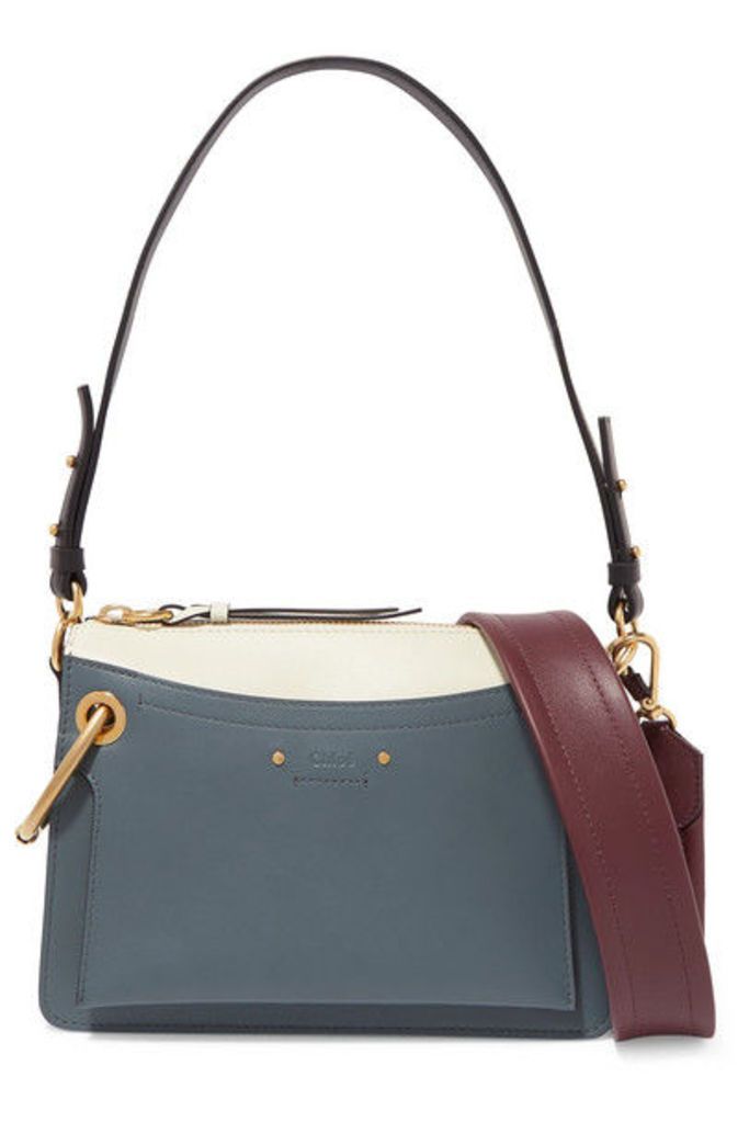 Chloé - Roy Day Small Leather And Suede Shoulder Bag - Blue