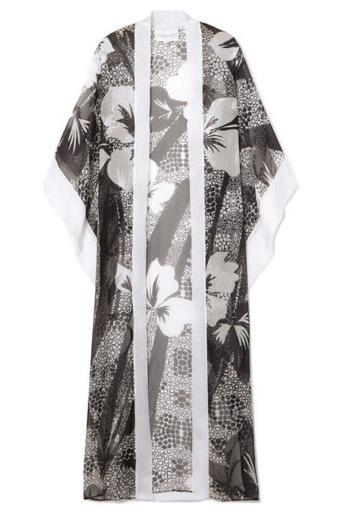 Marie France Van Damme - Printed Silk-chiffon Kimono - Black