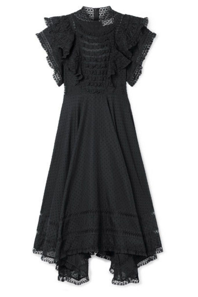 Zimmermann - Juno Ruffled Lace-trimmed Swiss-dot Cotton-voile Dress - Black