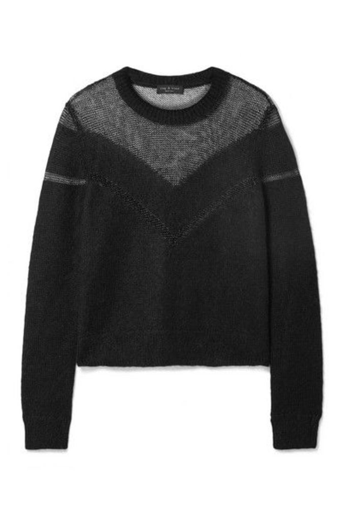 rag & bone - Blaze Paneled Open-knit Sweater - Black