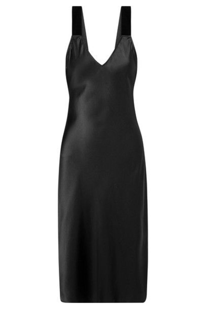 Cami NYC - The Miki Velvet-trimmed Silk-charmeuse Dress - Black
