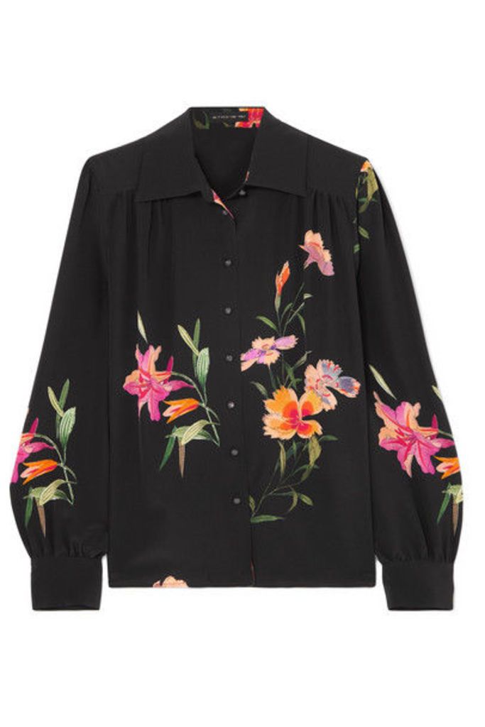 Etro - Floral-print Silk-crepe Shirt - Black