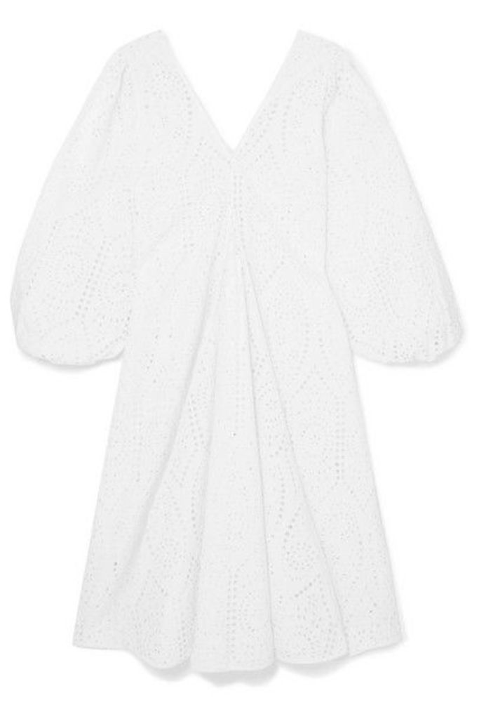 GANNI - Broderie Anglaise Cotton Midi Dress - White