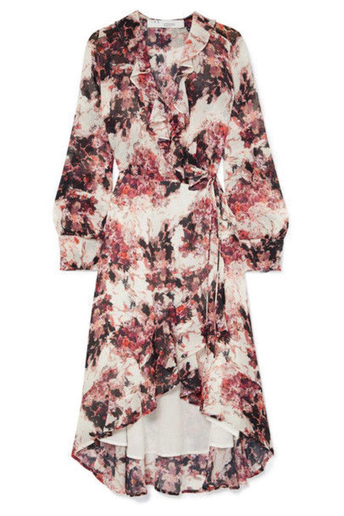 IRO - Ruffle-trimmed Floral-print Georgette Wrap Dress - Ecru