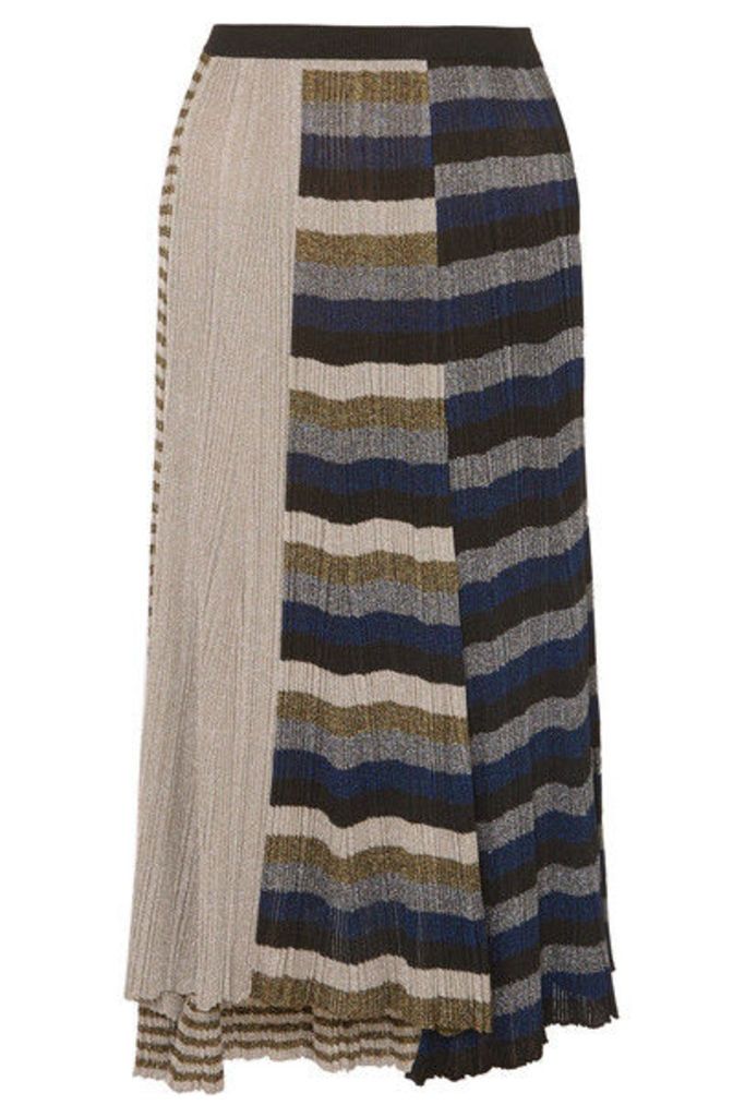 Sonia Rykiel - Metallic Striped Ribbed-knit Skirt - Gold