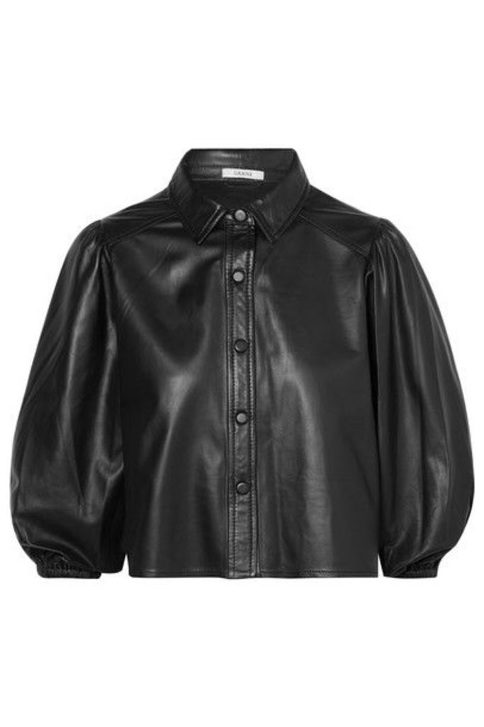 GANNI - Leather Shirt - Black