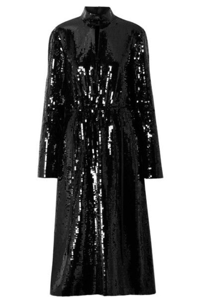 Tibi - Avril Shell-paneled Sequined Cotton Midi Dress - Black