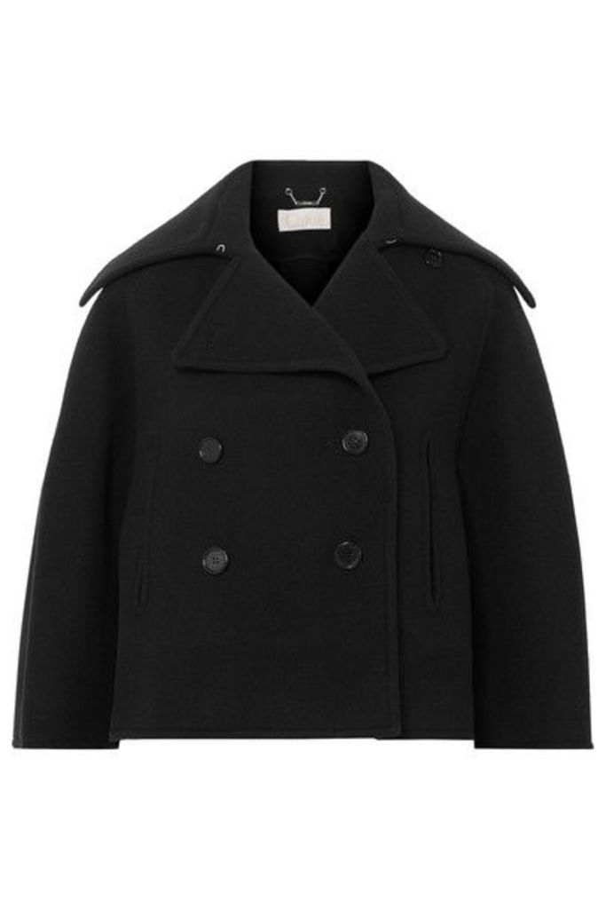 Chloé - Cropped Double-breasted Wool-blend Felt Coat - Navy
