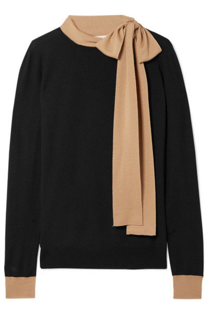 Marni - Tie-neck Two-tone Wool Sweater - Black