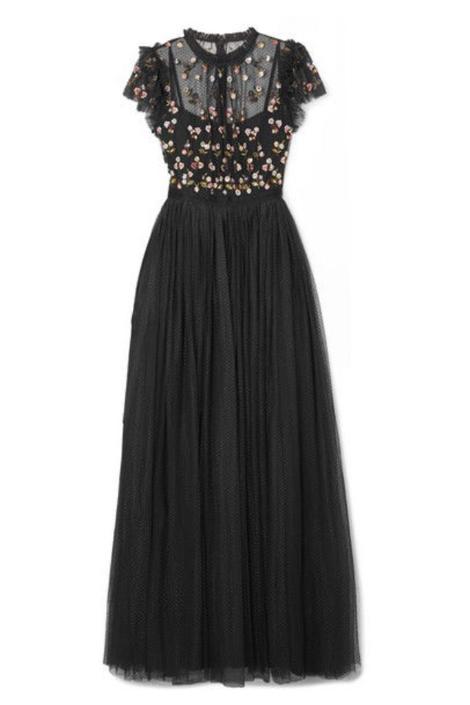Needle & Thread - Rococo Sequin-embellished Point D'esprit And Embroidered Tulle Gown - Black