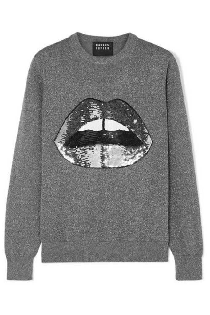 Markus Lupfer - Mia Sequined Lurex And Cotton-blend Sweater - Silver