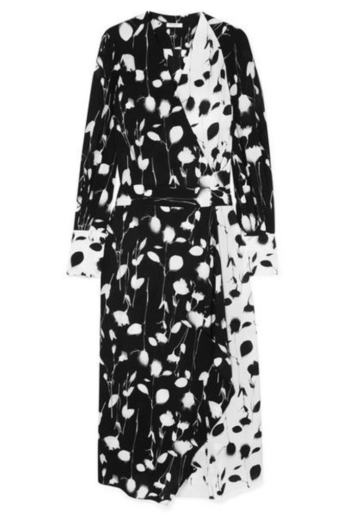 Equipment - Neema Asymmetric Wrap-effect Floral-print Georgette Maxi Dress - Black