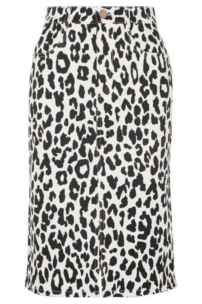 See By Chloé - Leopard-print Denim Midi Skirt - White