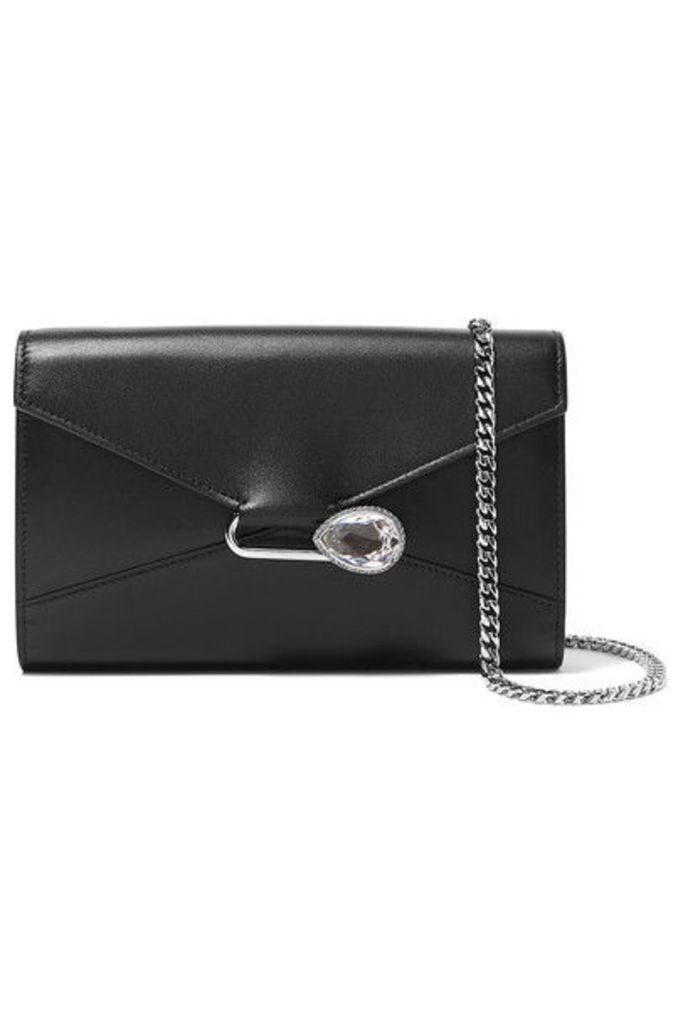 Alexander McQueen - Pin Crystal-embellished Leather Shoulder Bag - Black