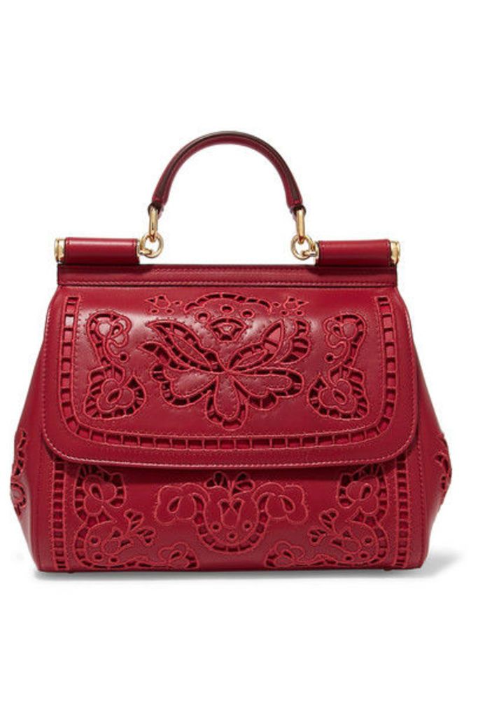 Dolce & Gabbana - Sicily Medium Cutout Embroidered Leather Tote - one size
