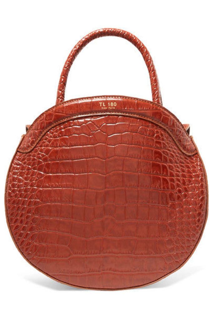 TL-180 - Panier Croc-effect Leather Tote - Brown