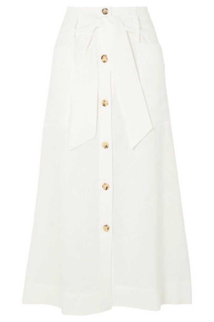 Le Kasha - Giza Linen Midi Skirt - White