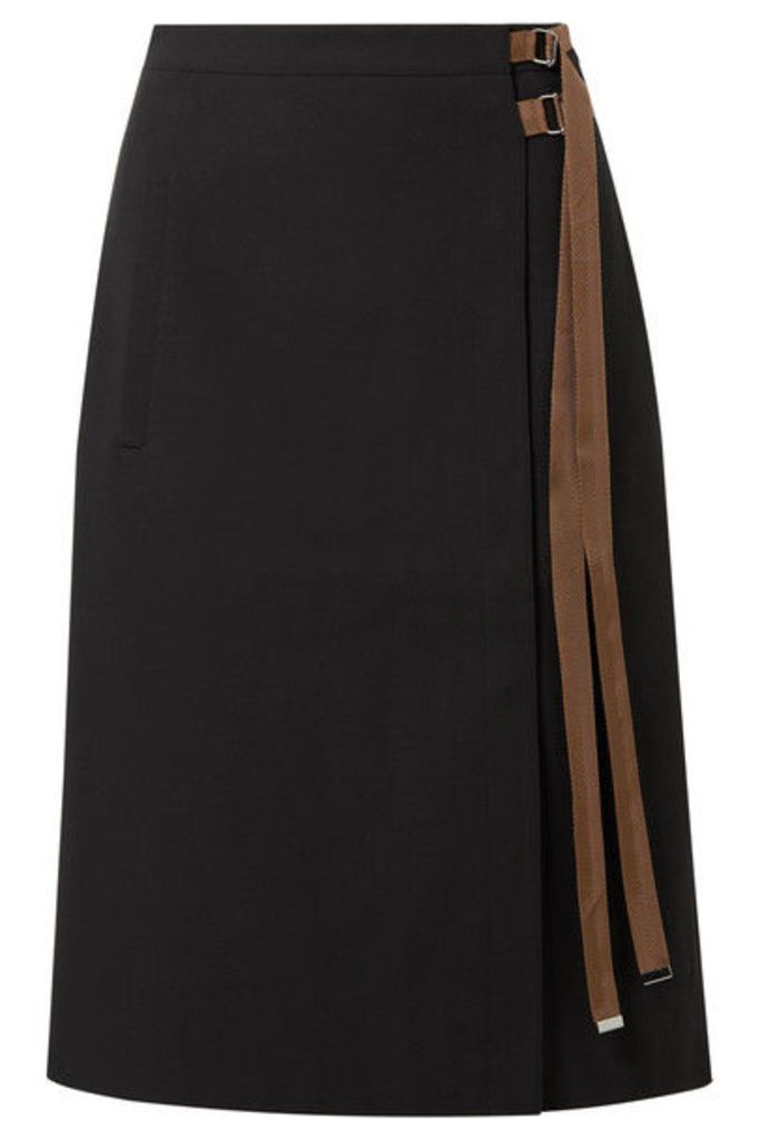 Tibi - Anson Grosgrain-trimmed Crepe Midi Skirt - Black