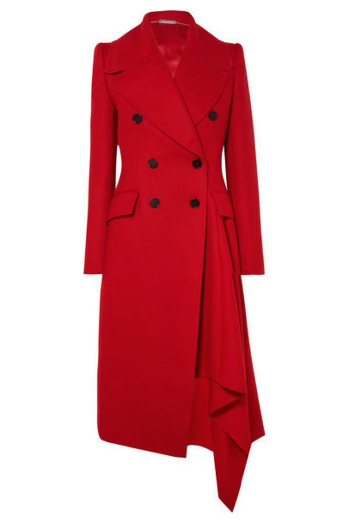 Alexander McQueen - Double-breasted Asymmetric Wool And Cashmere-blend Coat - Red