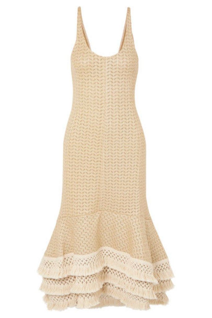 3.1 Phillip Lim - Tasseled Crochet-knit Cotton-blend Maxi Dress - Neutral