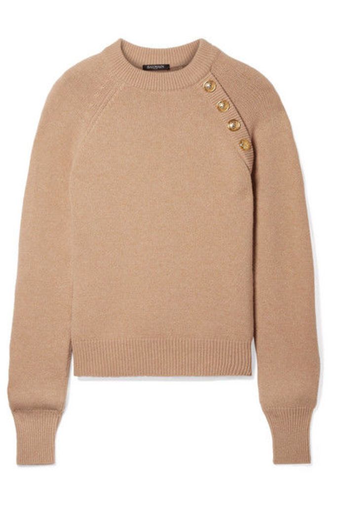 Balmain - Button-embellished Wool And Cashmere-blend Sweater - Beige