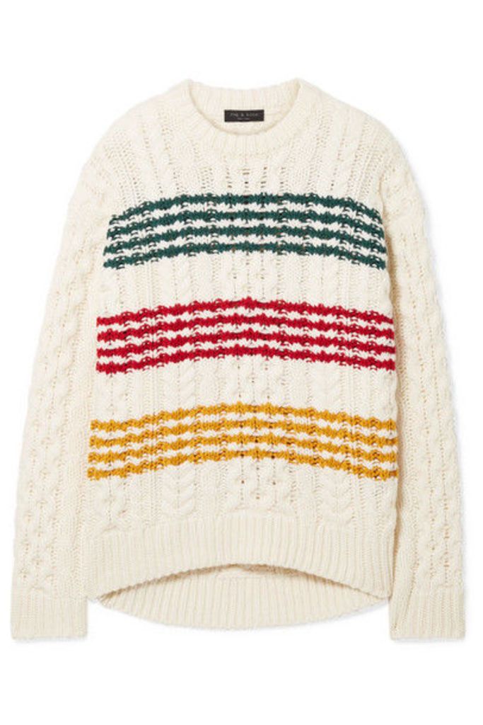 rag & bone - Mindy Striped Cable-knit Wool Sweater - White