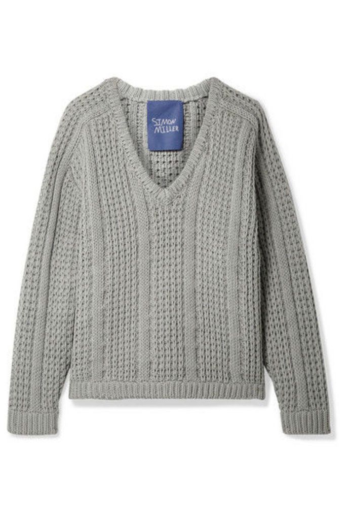 SIMON MILLER - Pando Cable-knit Cotton Sweater - Gray green