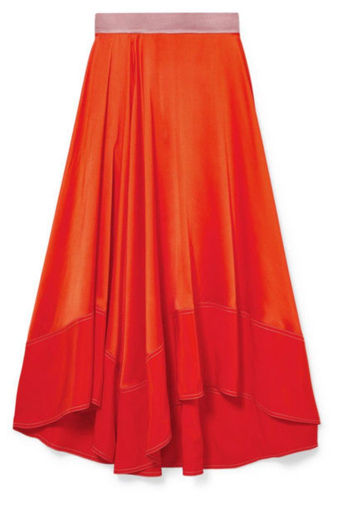 Roksanda - Shona Asymmetric Silk-satin Midi Skirt - Orange