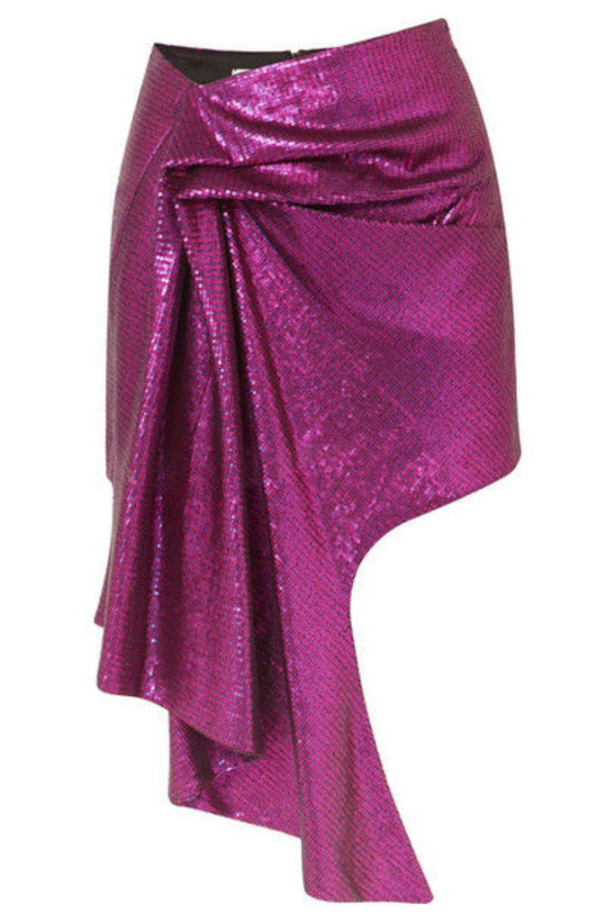 Halpern - Asymmetric Sequined Tulle Mini Skirt - Purple