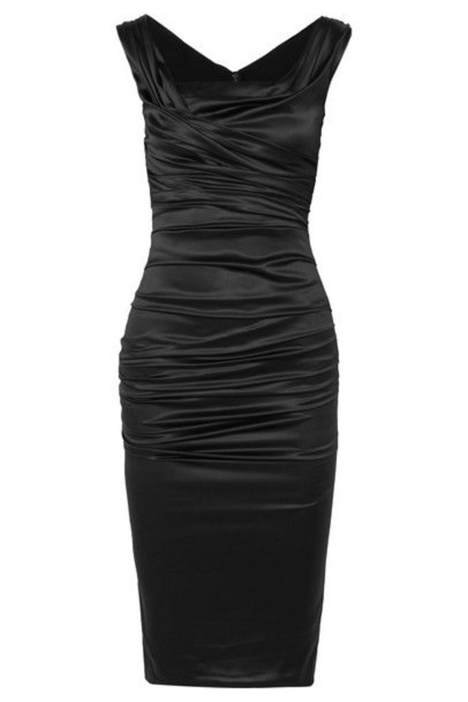Dolce & Gabbana - Ruched Silk-blend Satin Midi Dress - Black