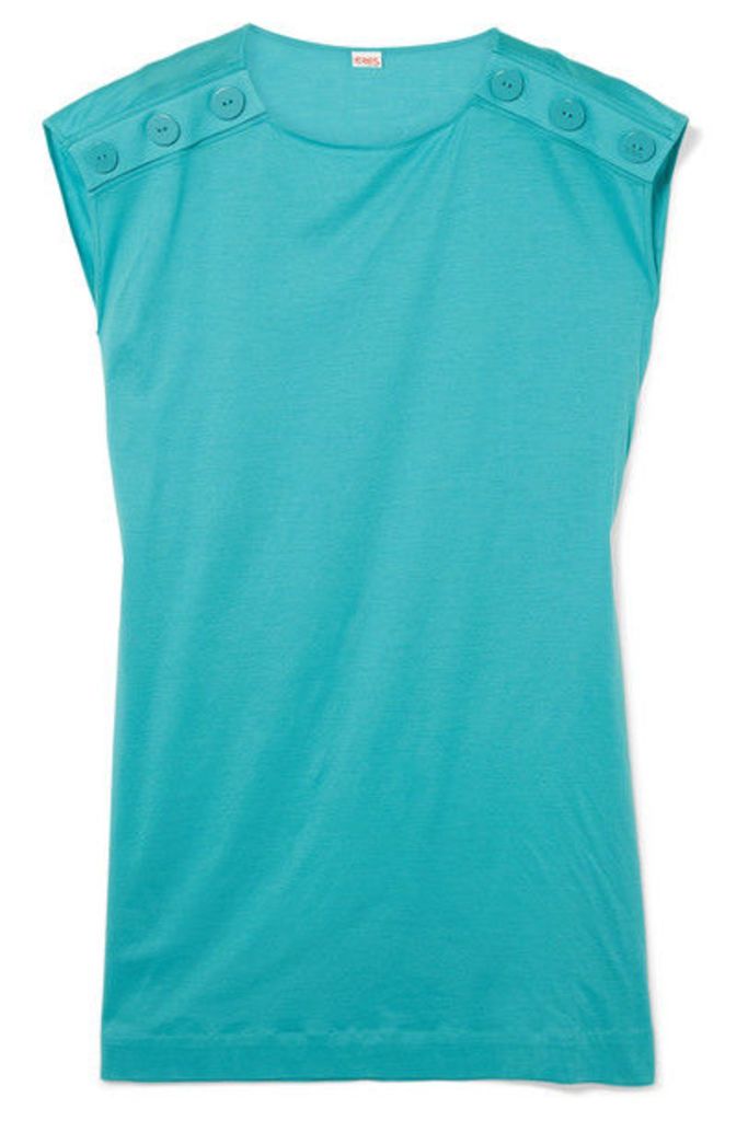 Eres - Pop Button-detailed Cotton-jersey Mini Dress - Turquoise