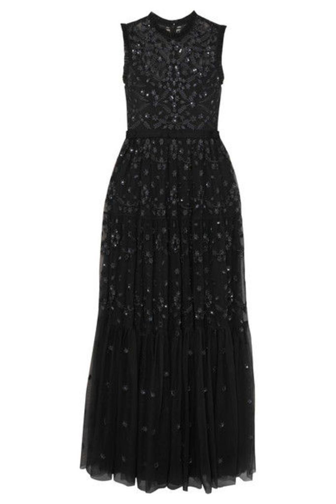 Needle & Thread - Clover Sequin-embellished Embroidered Tulle Gown - Charcoal
