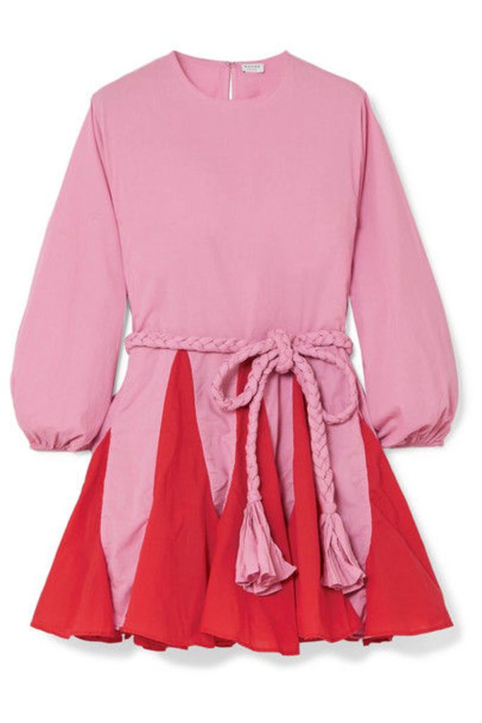 Rhode - Ella Two-tone Belted Cotton Mini Dress - Pink