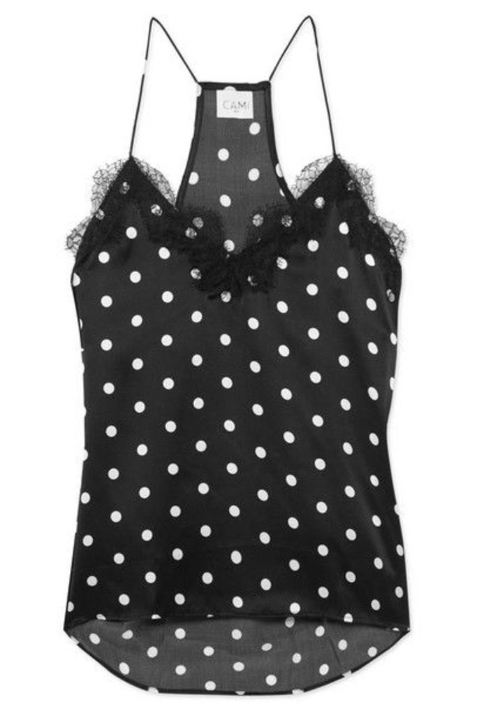 Cami NYC - The Racer Lace-trimmed Polka-dot Silk-charmeuse Camisole - Black